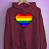 LGBTQ Pride Pixel Heart Hoodie - Maroon